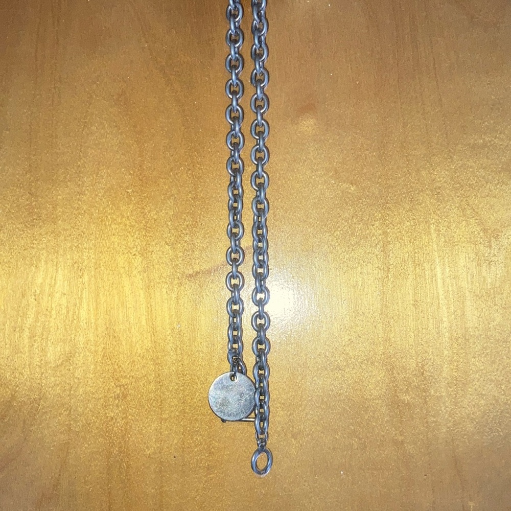 Silver Tiffany & Co charm with metal Chain Necklace